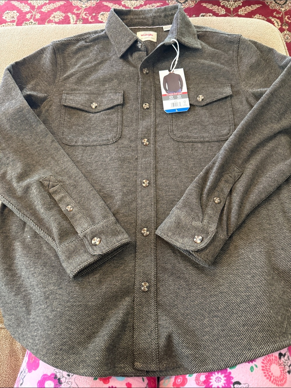 wrangler flannel knit button front shirt Brown Size Large New (TD)